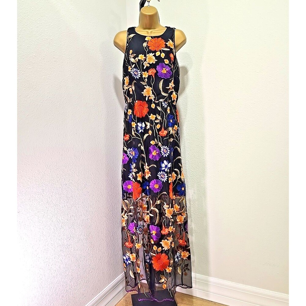 Milly Yasmin Floral Dress Sz 8 Long Sheer Maximalist Elegant Evening Prom Formal